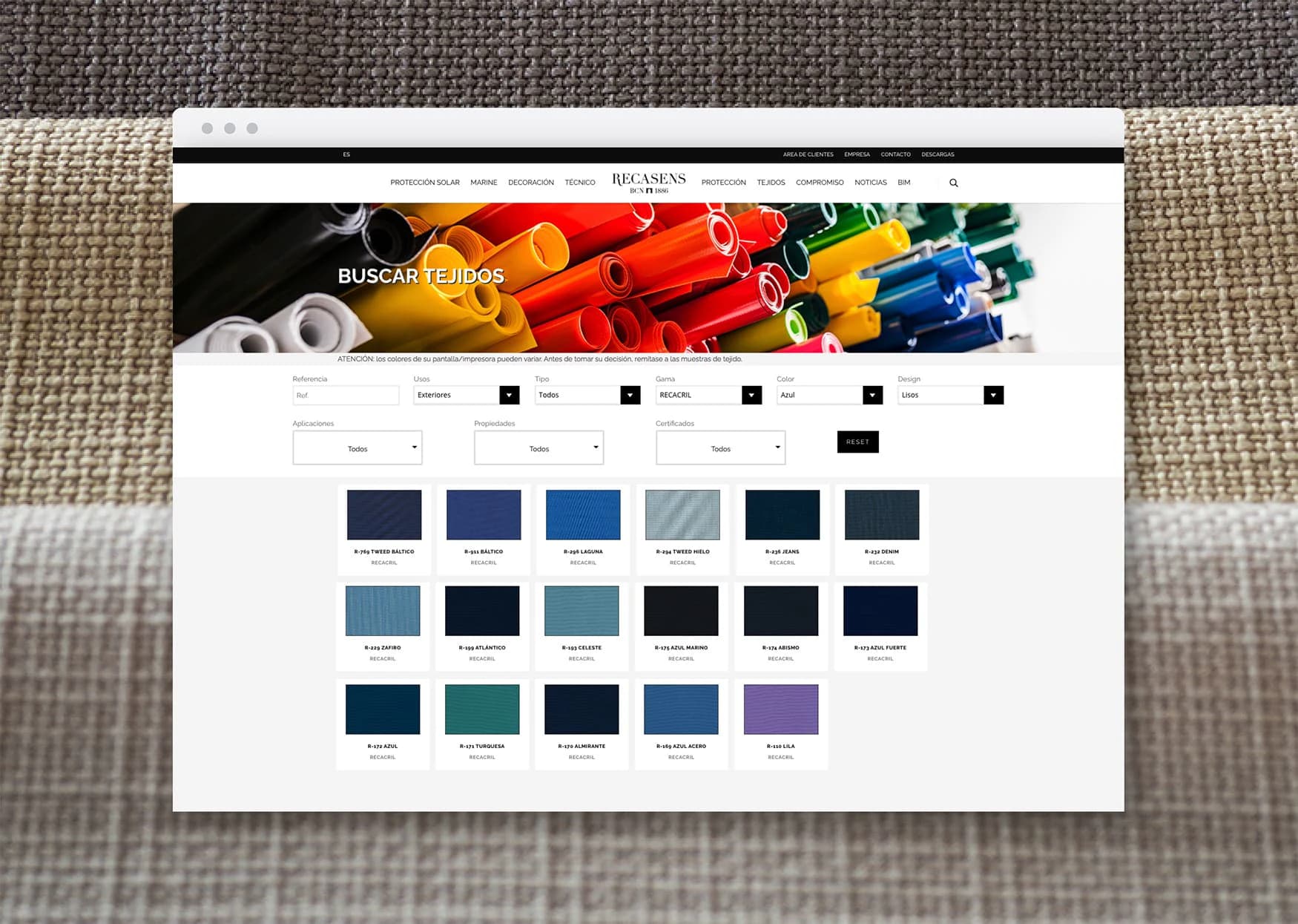 Diseño web realizado para Recasens